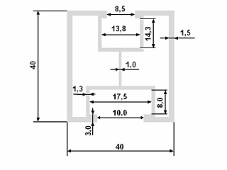 Hliníkový fotovoltaický profil  40 x 40 x 1,5 mm / montážní lišta / solar01 EN AW6060 / AlMgSi0,5