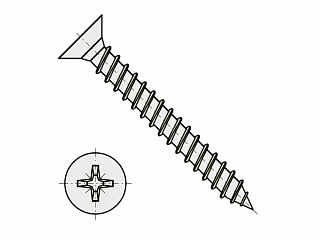 Univerzální vrut do dřeva 5 x  45 mm zápustná hlava / nerez A2 (1.4301) / plný závit / Pozidrive