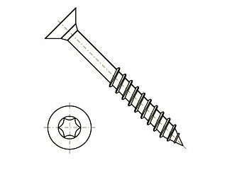 Univerzální vrut do dřeva 5 x  50 mm zápustná hlava / zinek bílý / plný závit / TORX - T25